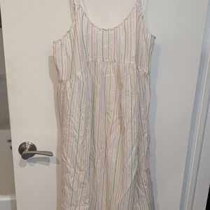 Muted Rainbow Striped Strappy Dress